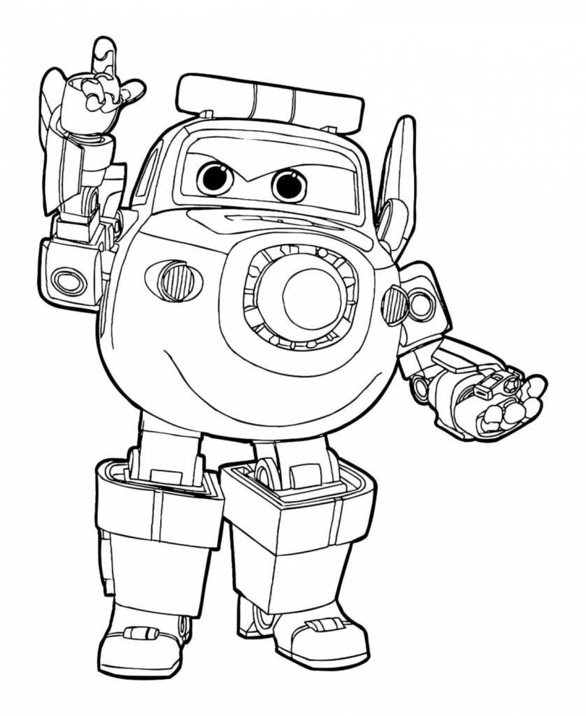 Amazing police robot coloring page