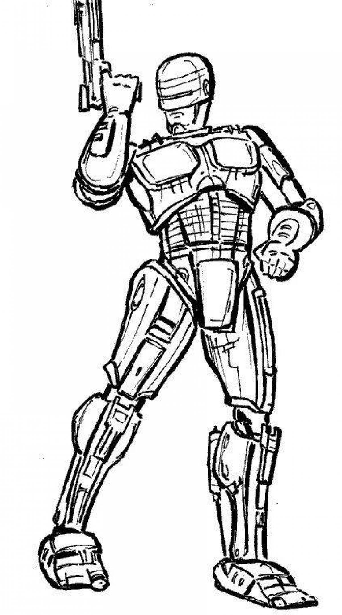 Majestic police robot coloring page