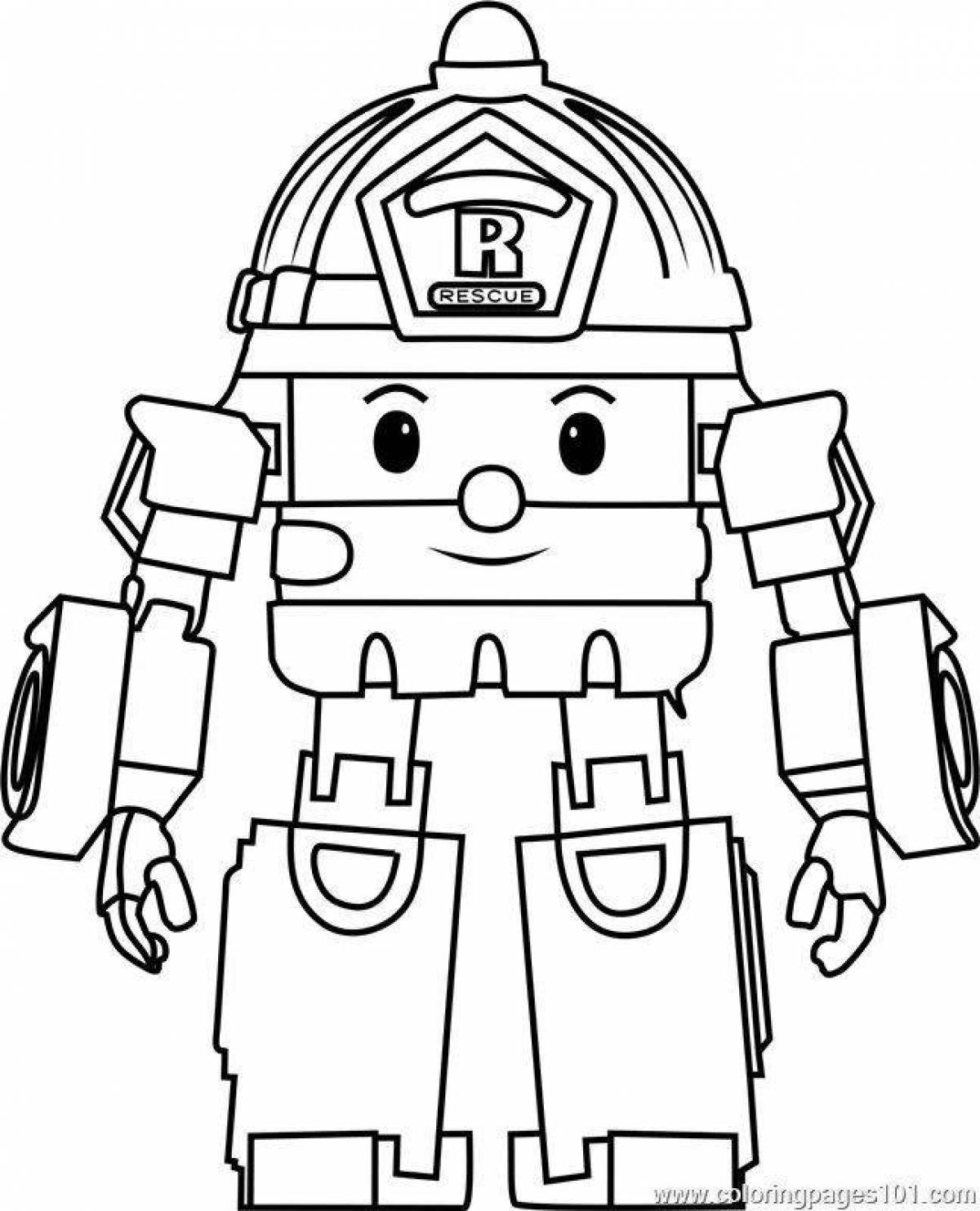 Glamorous police robot coloring page