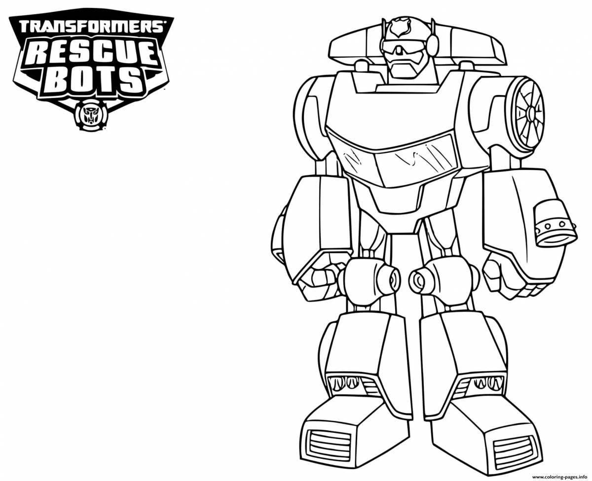 Coloring page charming police robot