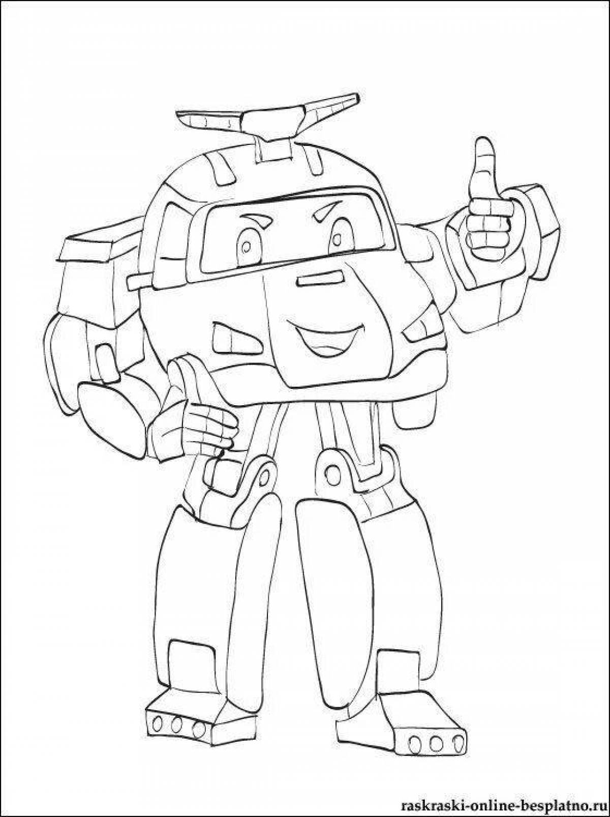 Coloring page funny police robot
