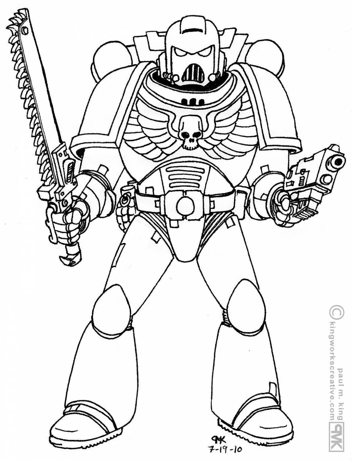 Coloring page happy police robot