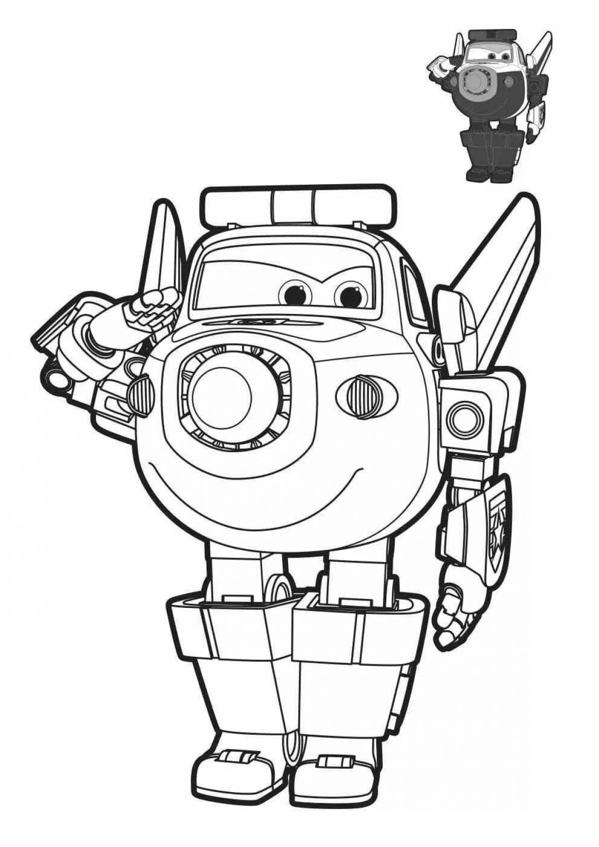 Coloring page funny police robot