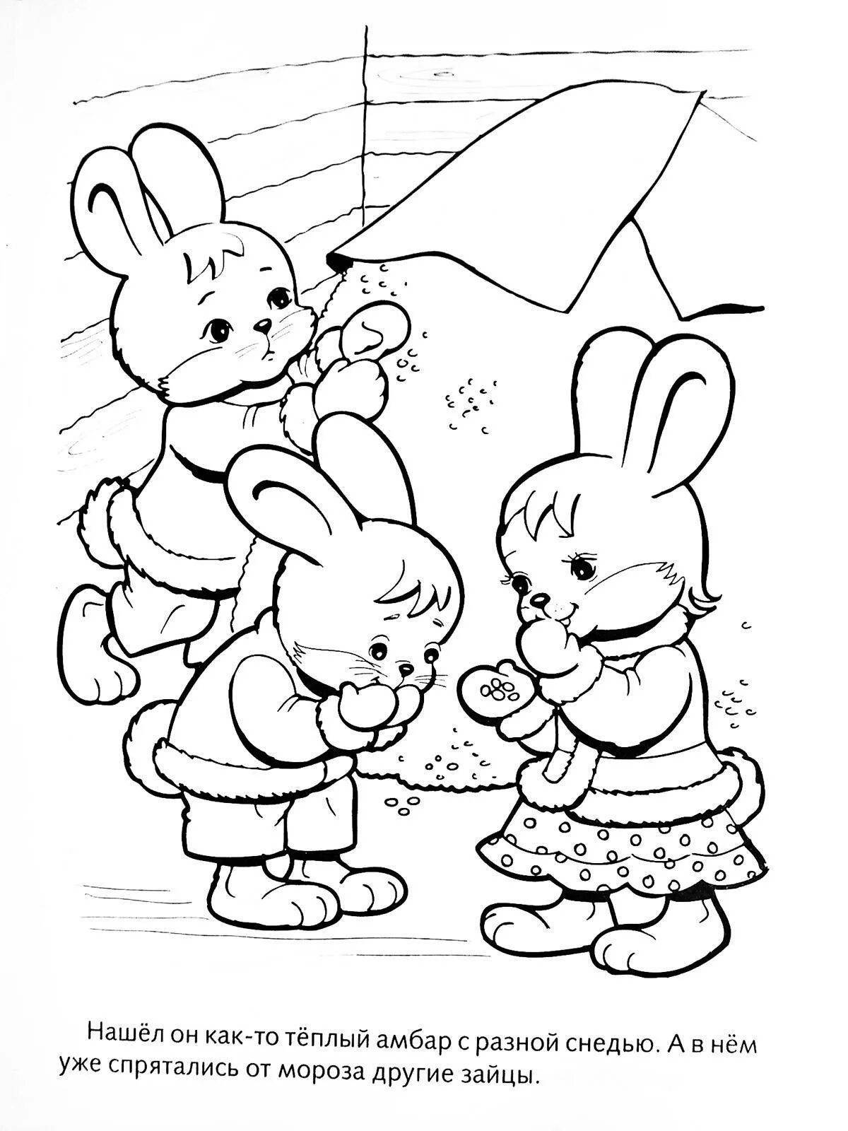 Coloring book joyful bouncer hare