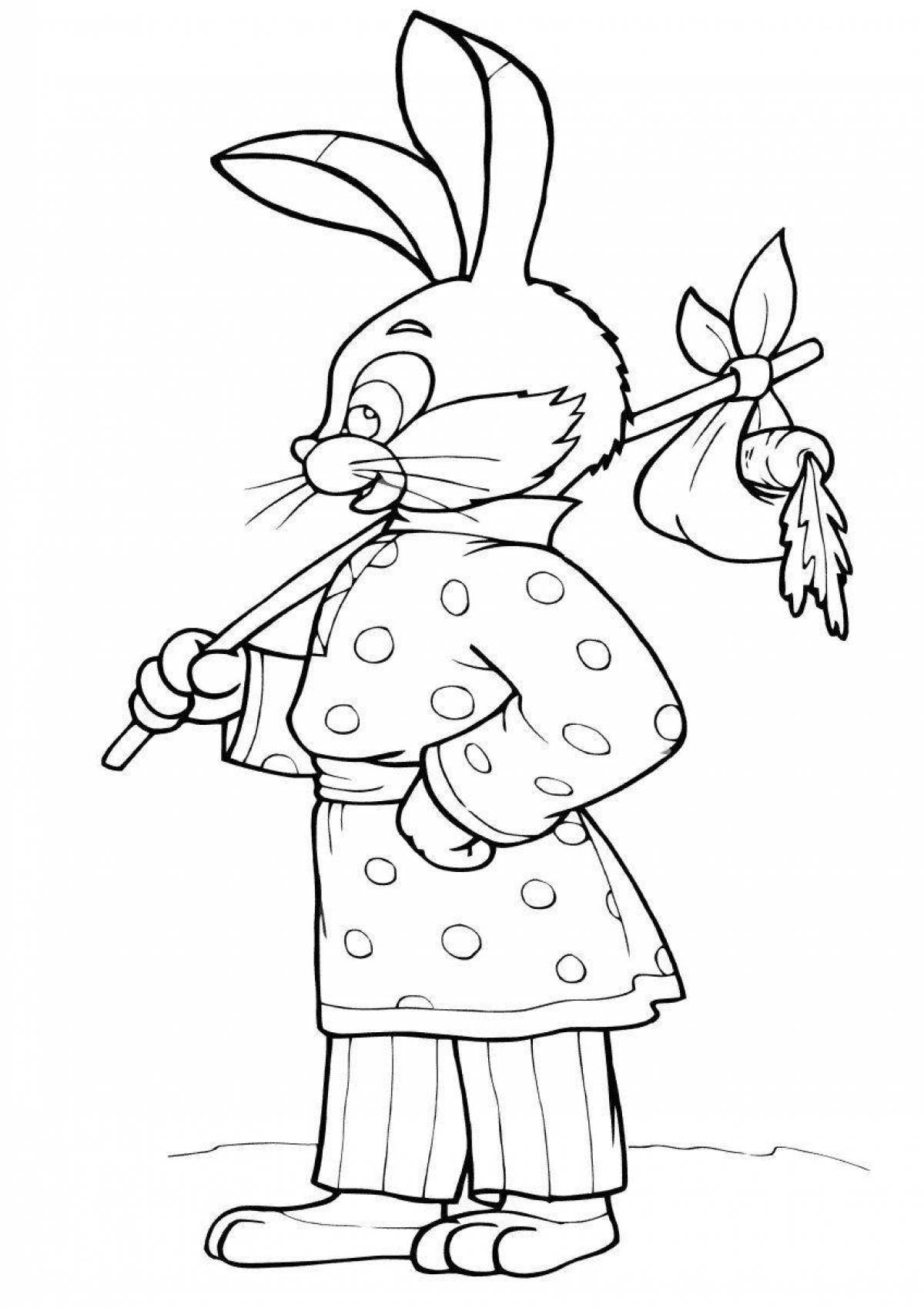 Coloring book cheerful bouncer hare