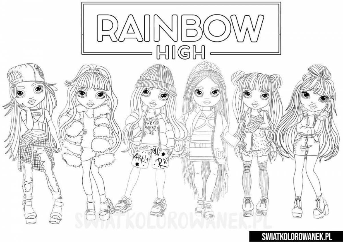 Awesome rainbow high coloring page