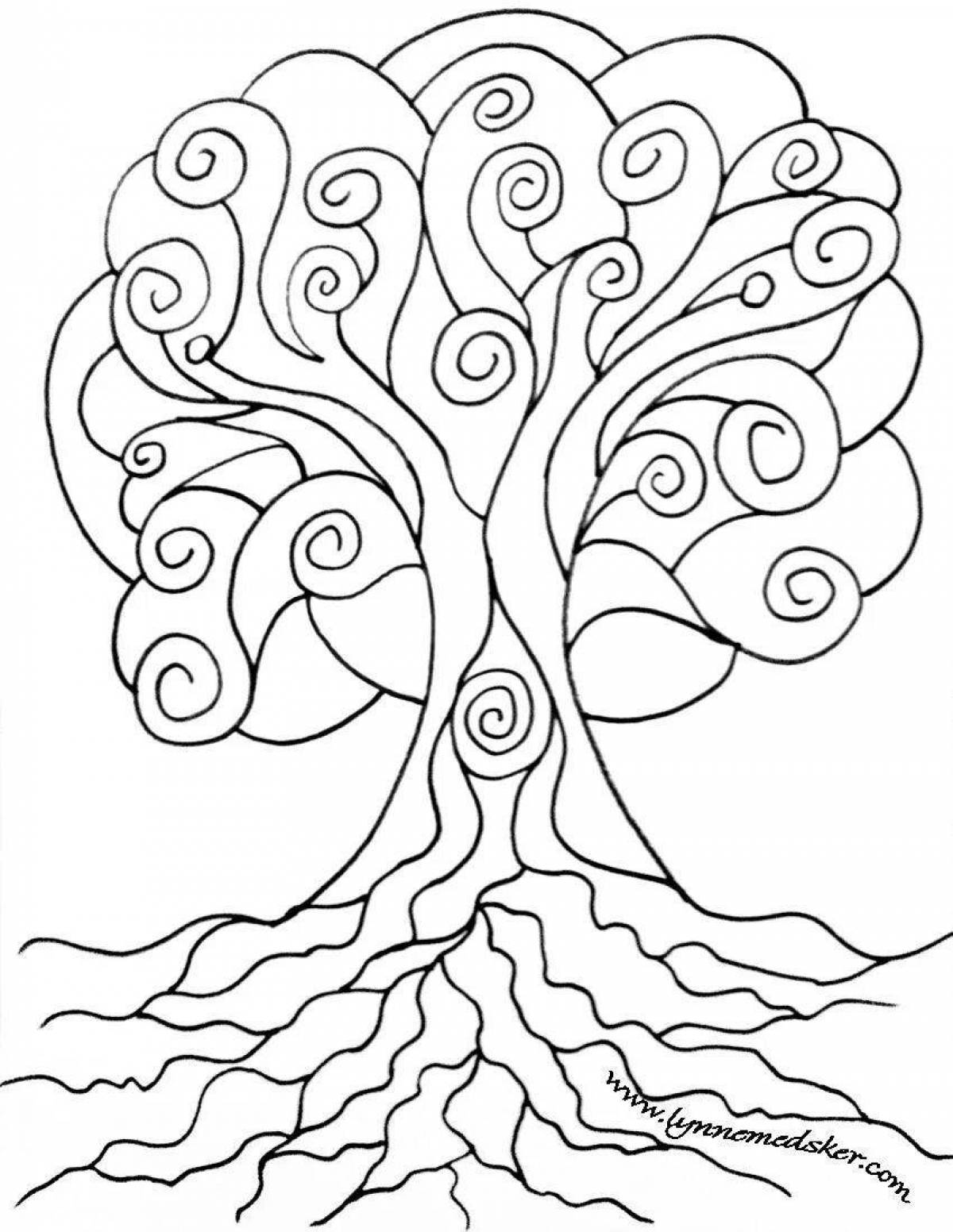 Очаровательная раскраска дерево жизни