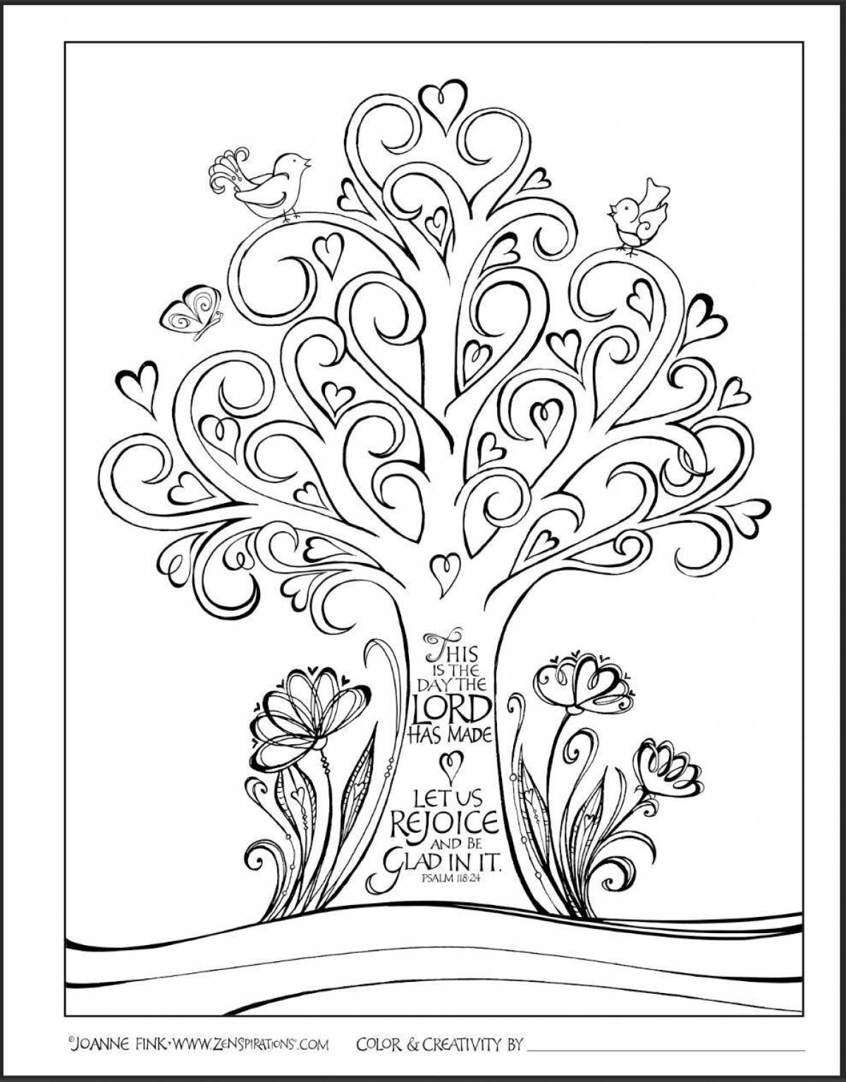Elegant tree of life coloring book
