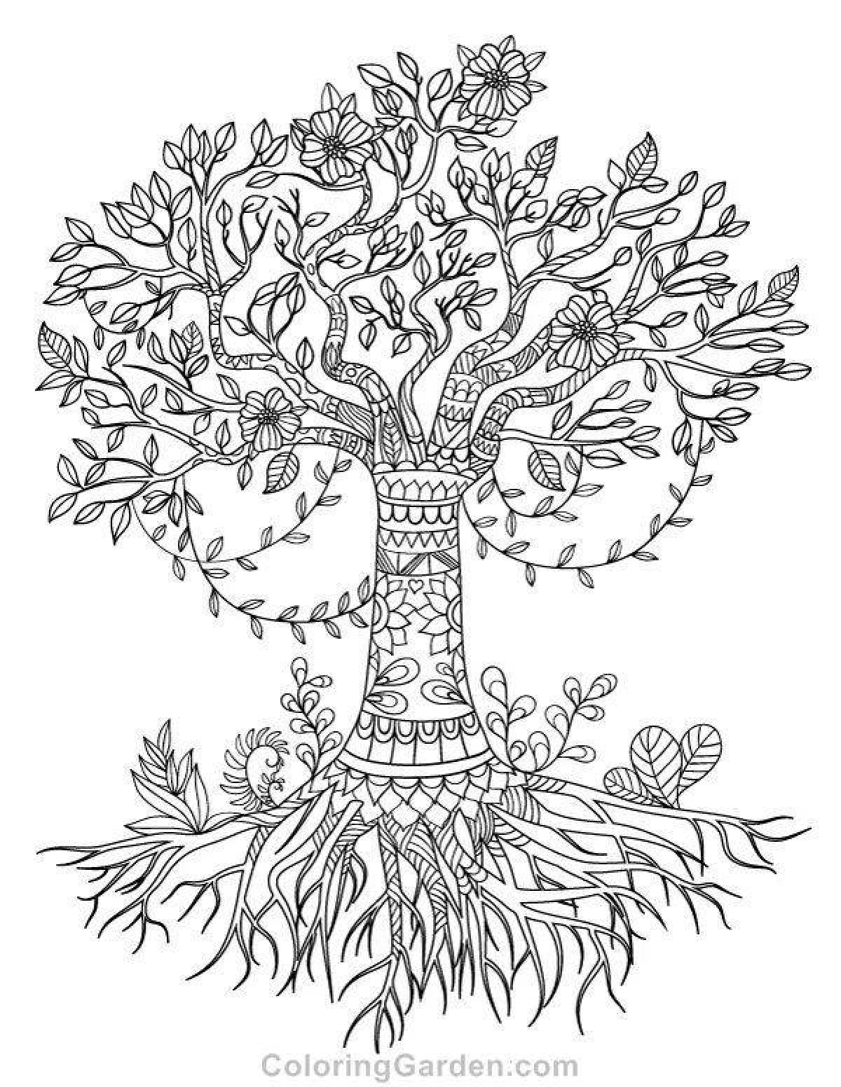 Роскошная раскраска дерево жизни
