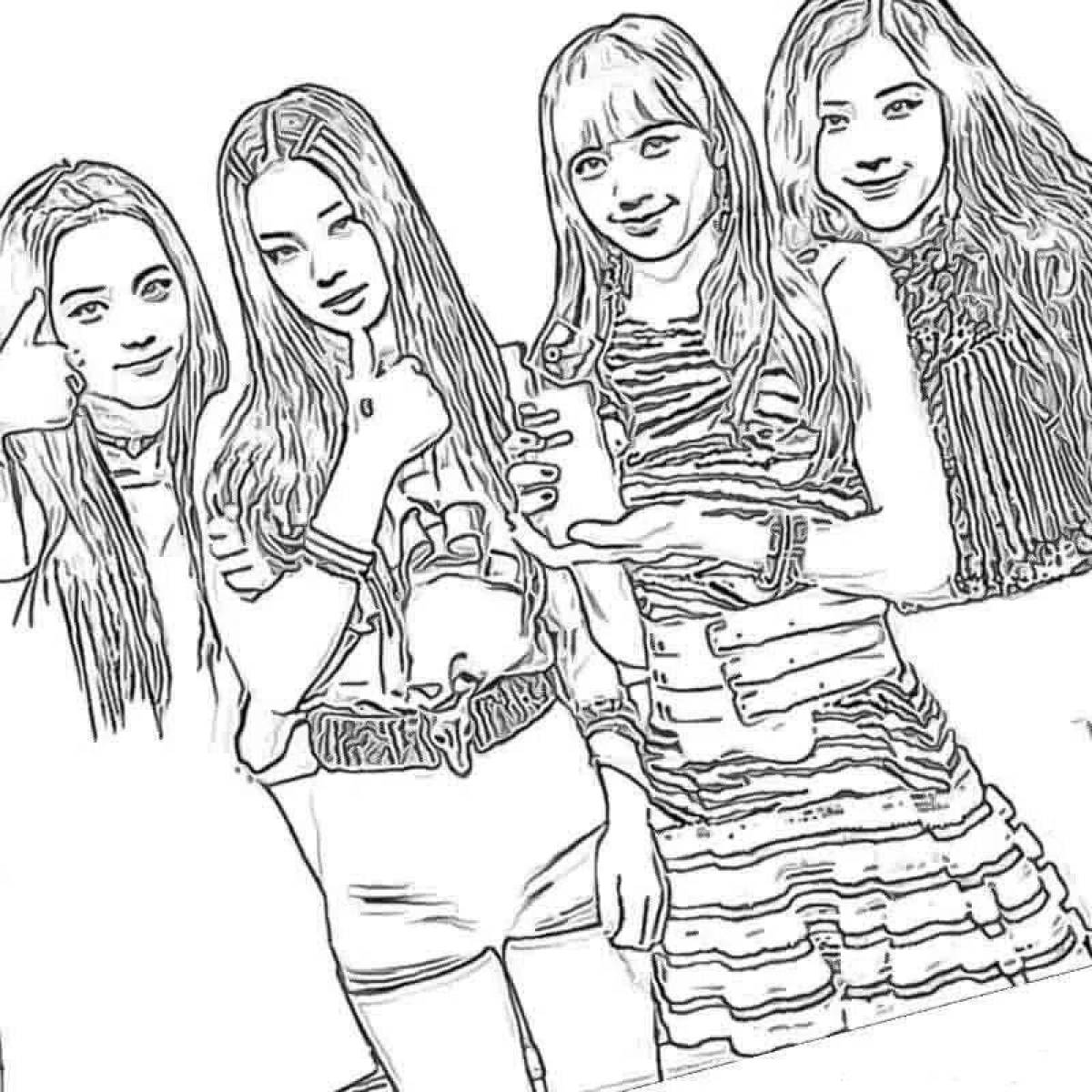 Раскраска Глубокая раскраска черный розовый