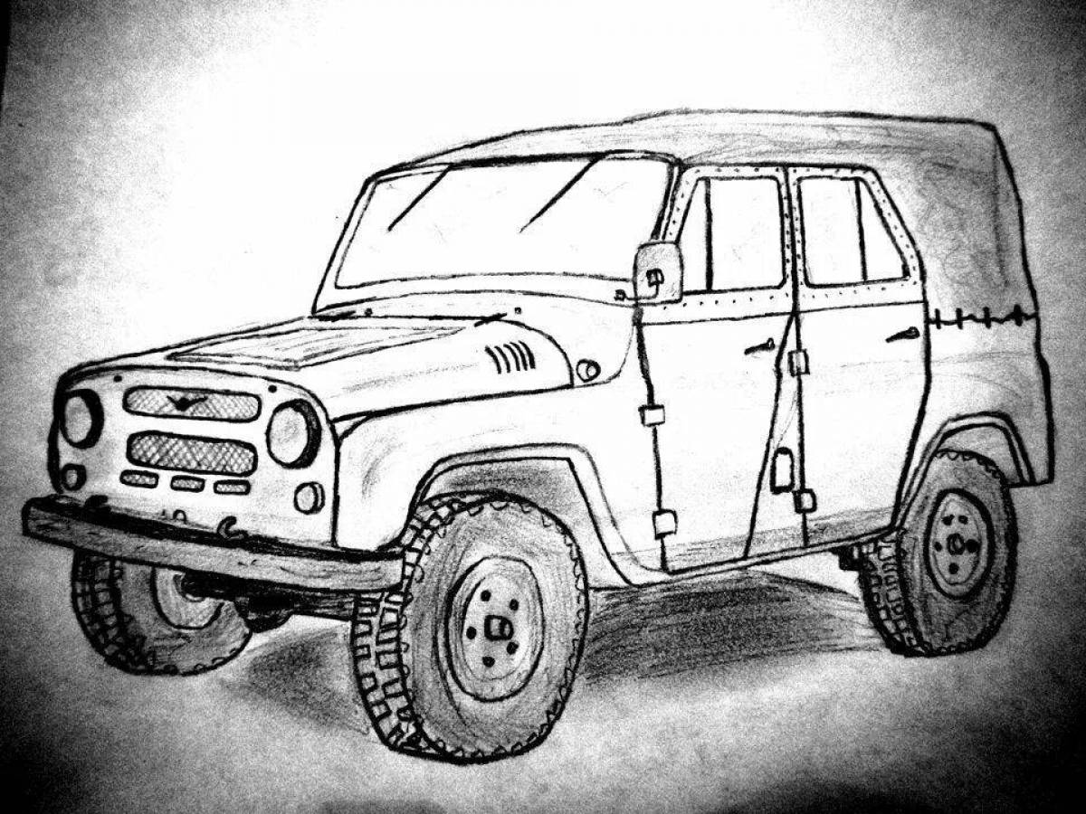 Outstanding UAZ hunter coloring book