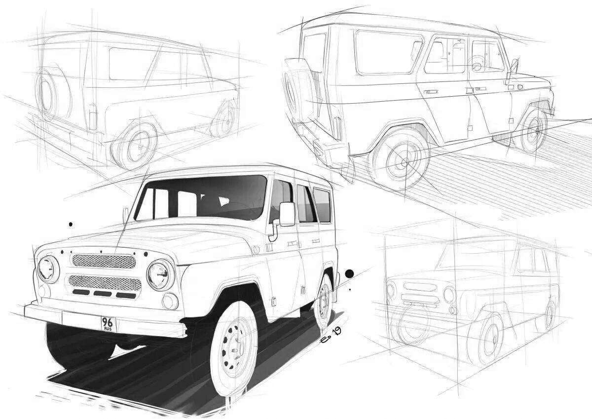 Coloring page charming UAZ hunter