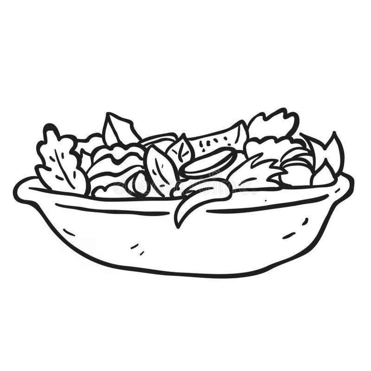 Игривая страница раскраски с крабовым салатом
