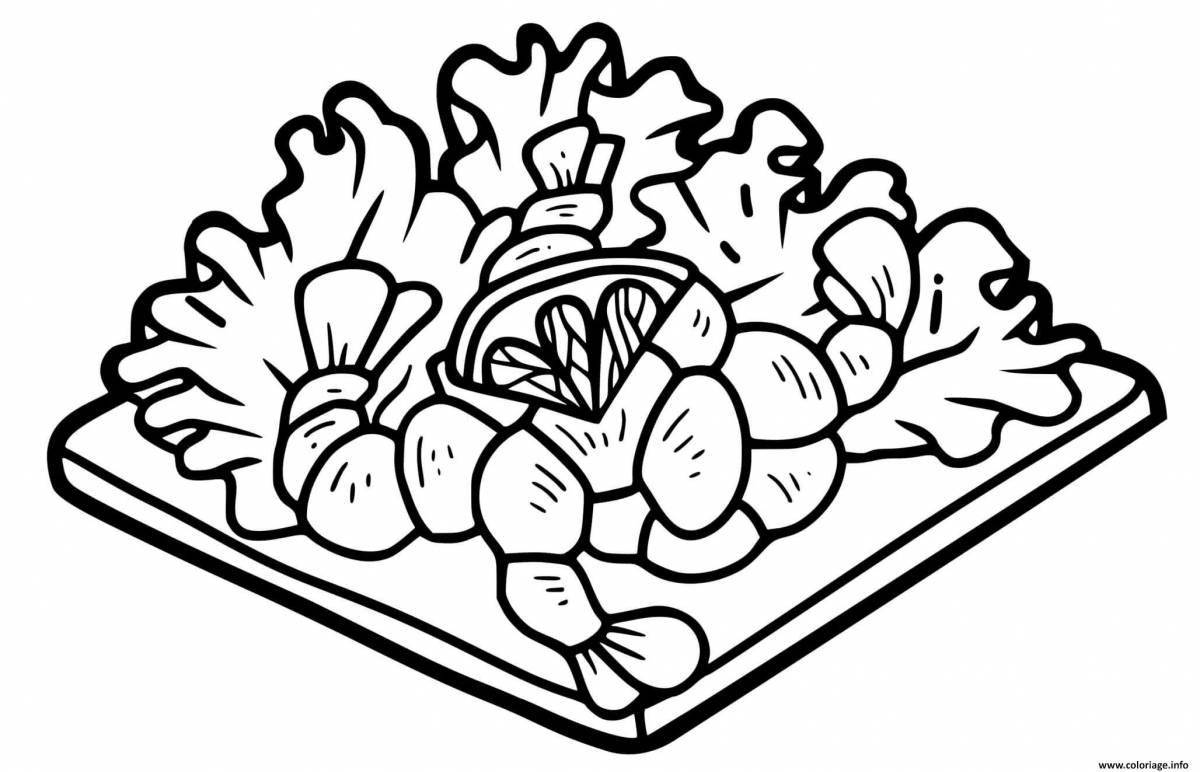 Coloring page holiday crab salad