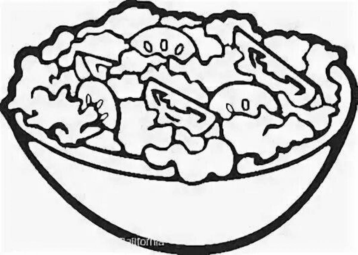 Tempting crab salad coloring page