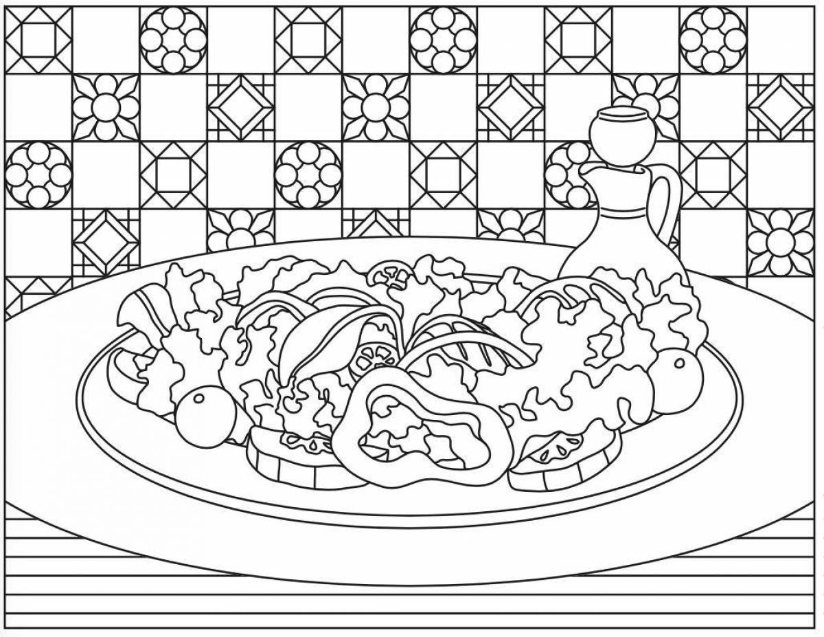 Nutritious crab salad coloring page