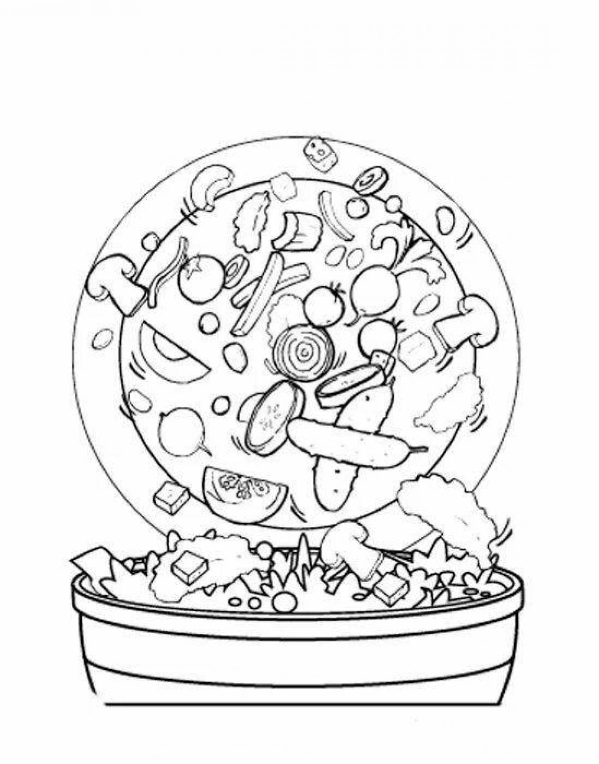 Colourful crab salad coloring page