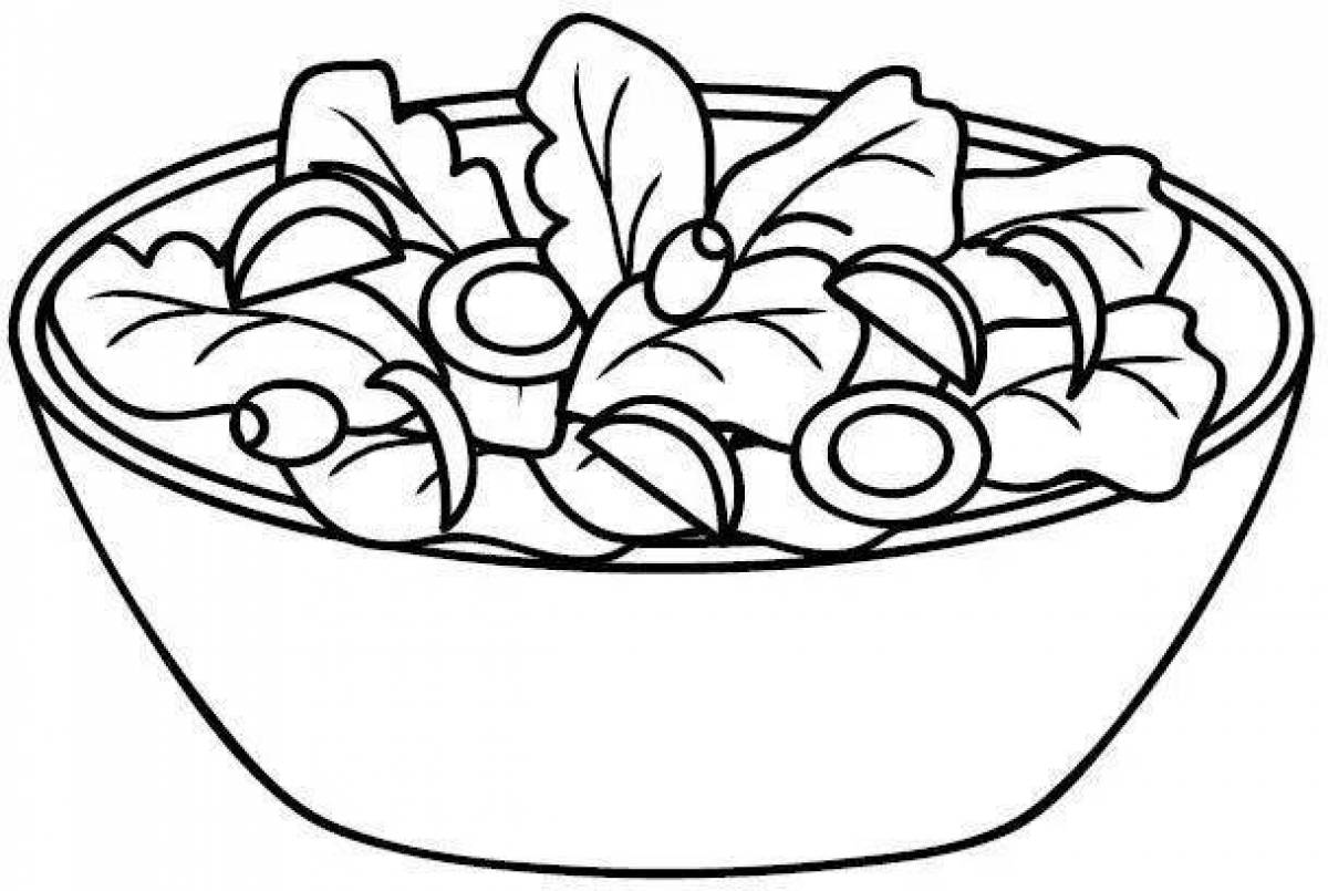 Цветной крабовый салат-раскраска