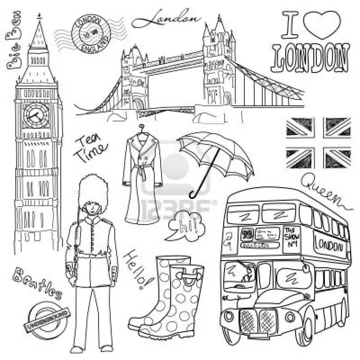 Coloring book amazing sights of london