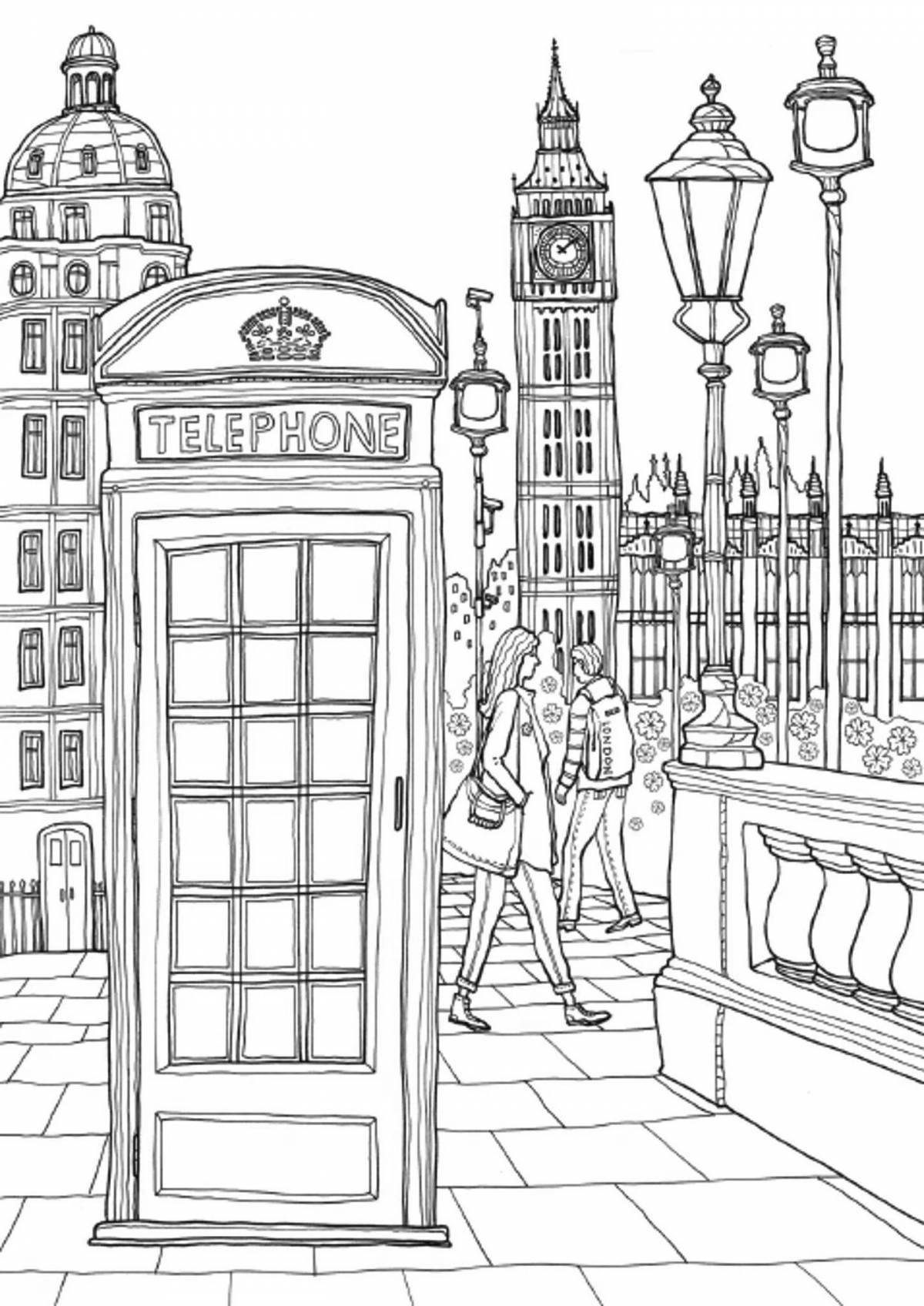 London's riotous sights coloring page