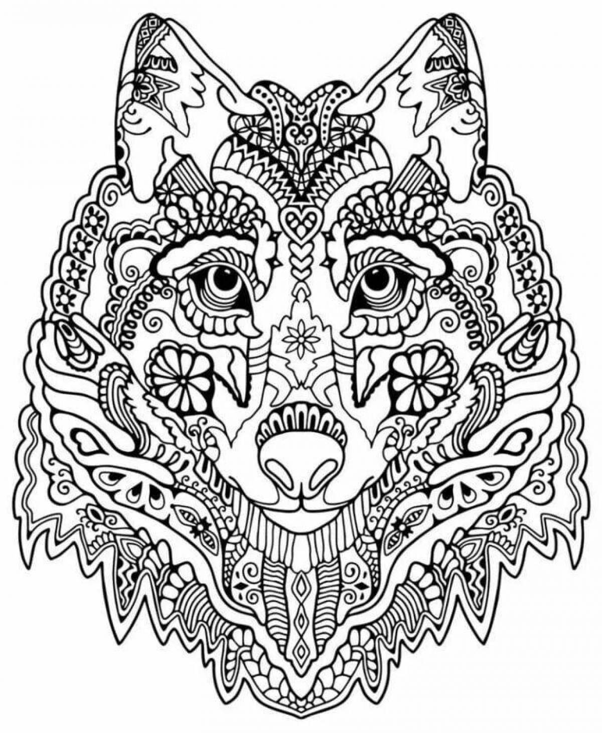 Сияющая страница раскраски мандалы животных