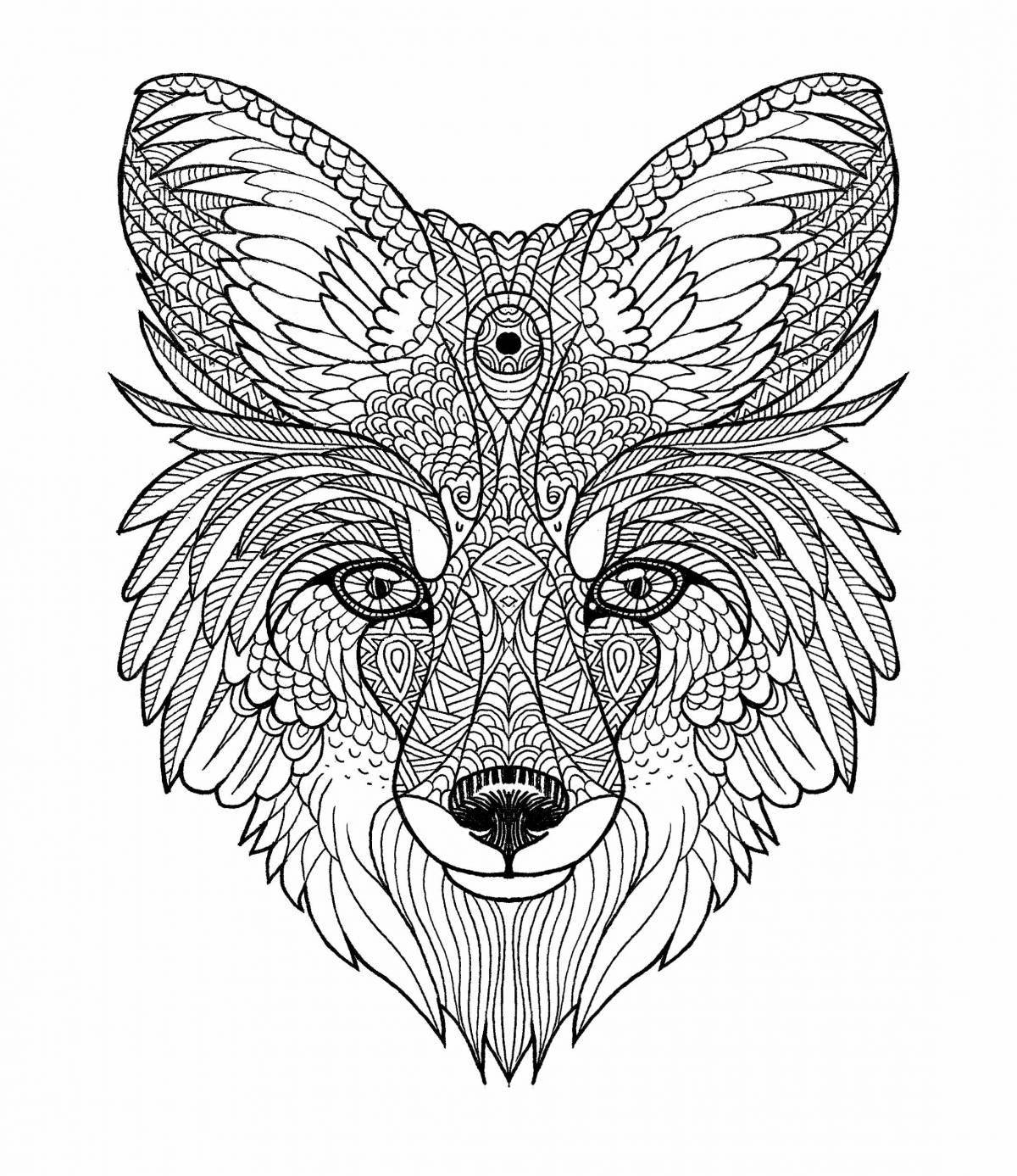 Violent animal mandala coloring page