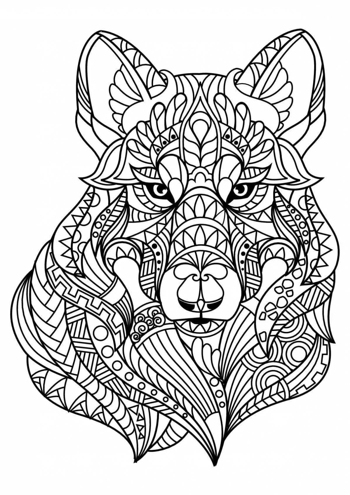 Artistic animal mandala coloring page