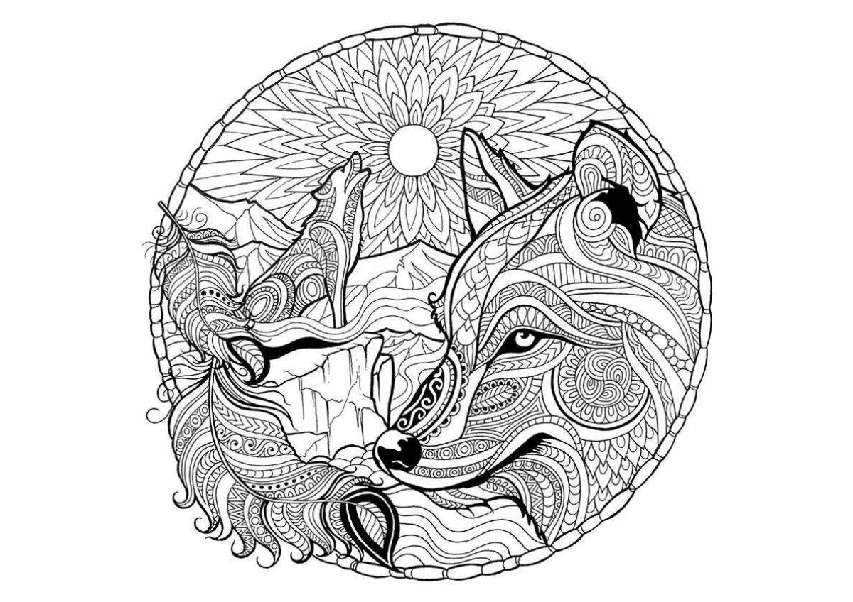 Акварельная раскраска Sentosphere «Мандала Животные»