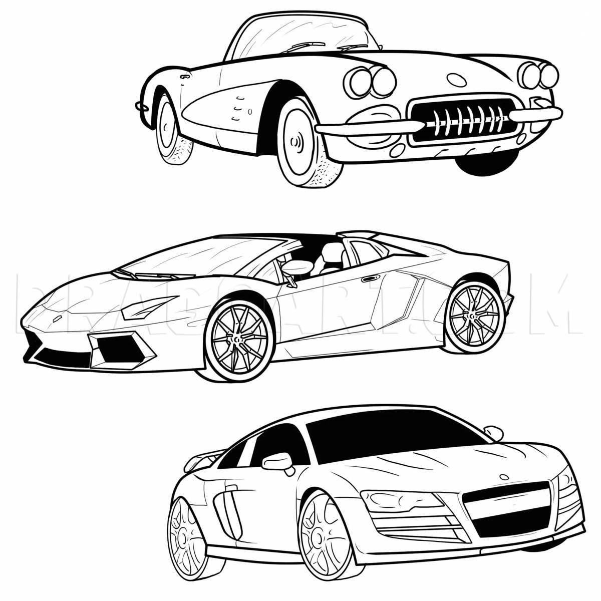 Coloring page stylish cars