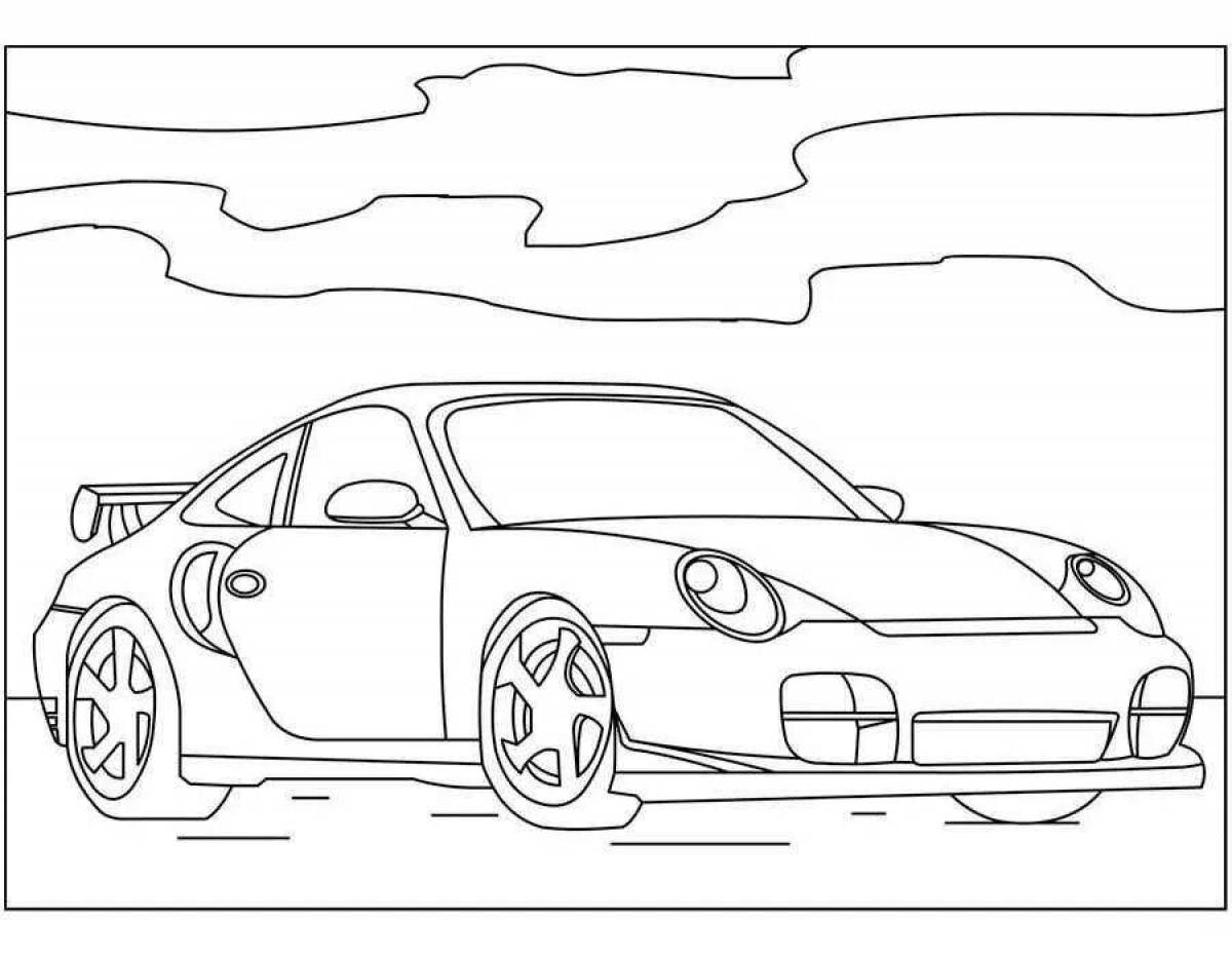 Coloring page joyful porsche car