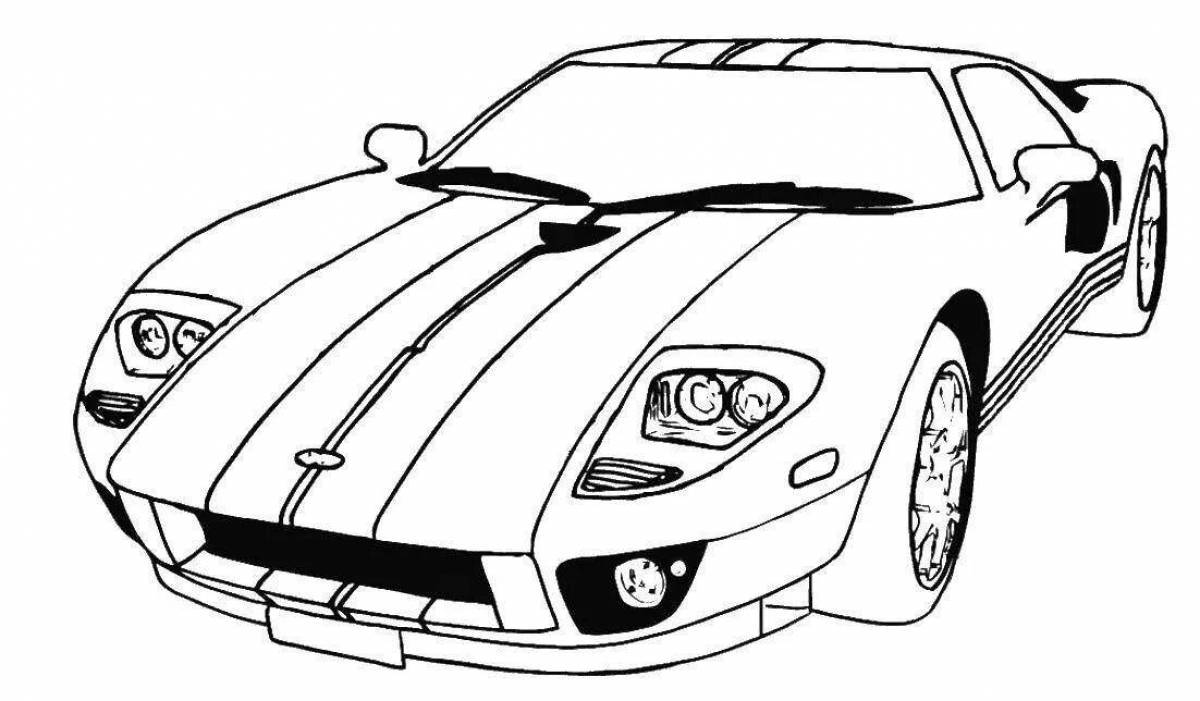Glittering supercar coloring page