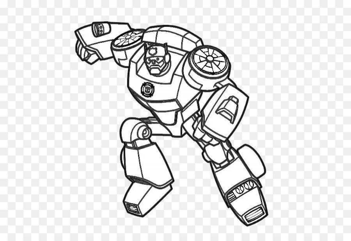 Colorful fire robot coloring page