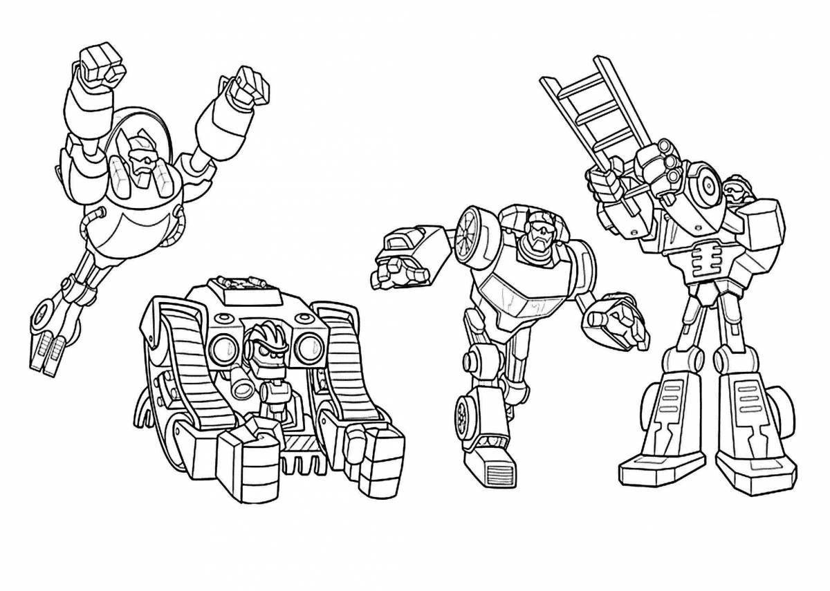 Coloring book bright fire robot