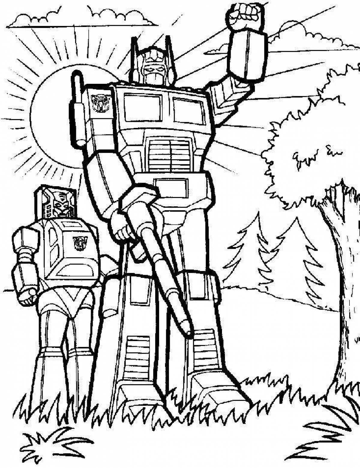 Coloring book funny fire robot