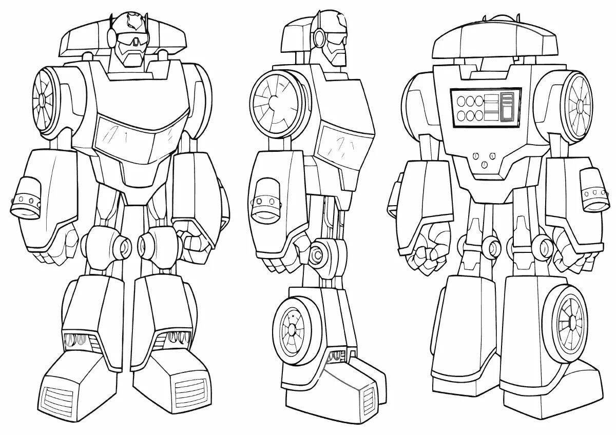 Playful fire robot coloring page