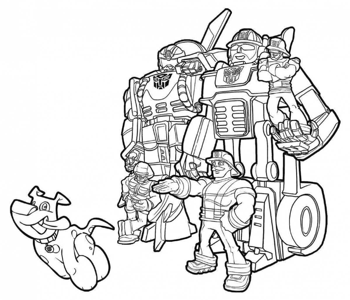 Animated fire robot coloring page
