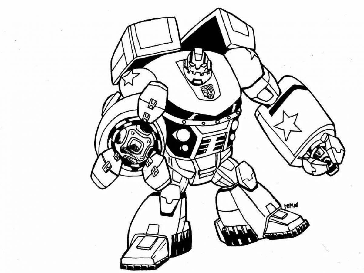 Glowing fire robot coloring page