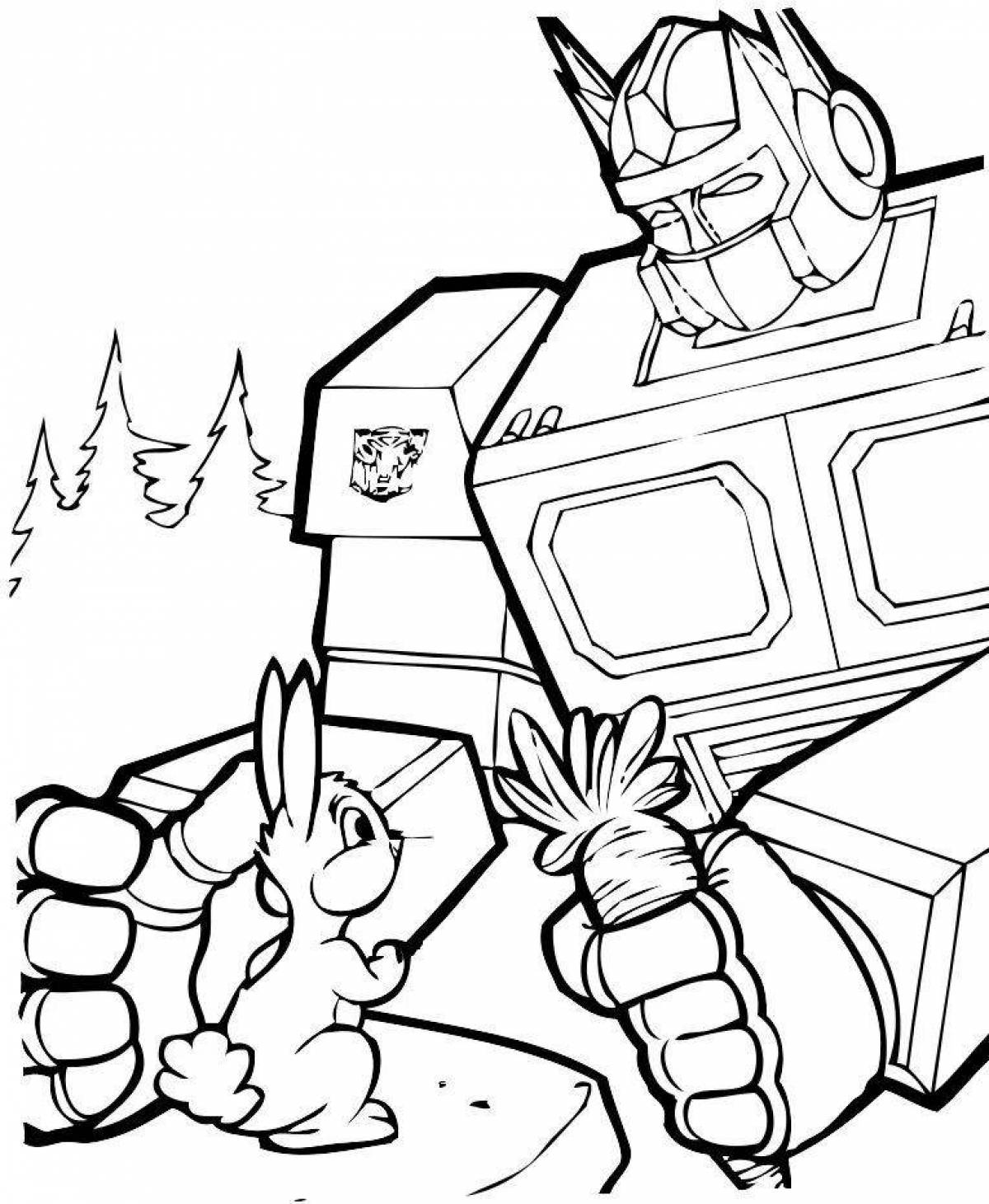 Incredible fire robot coloring page