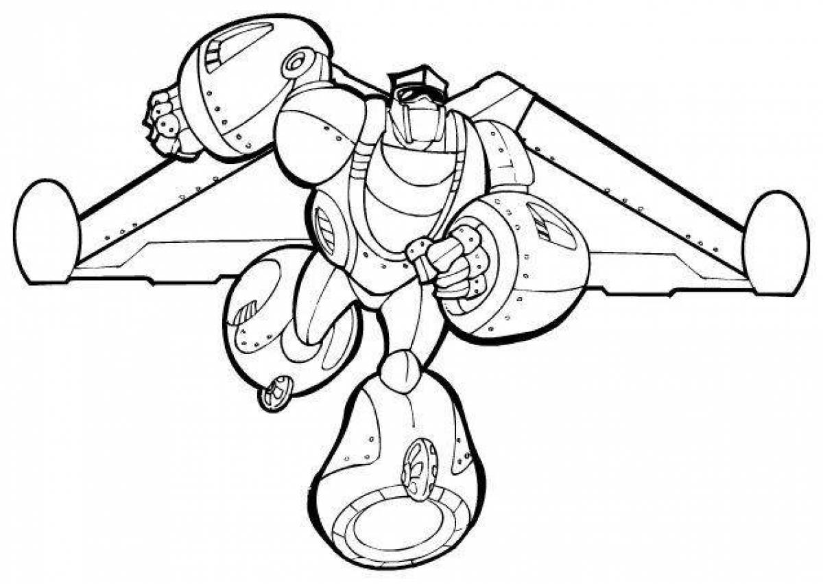 Fabulous fire robot coloring page