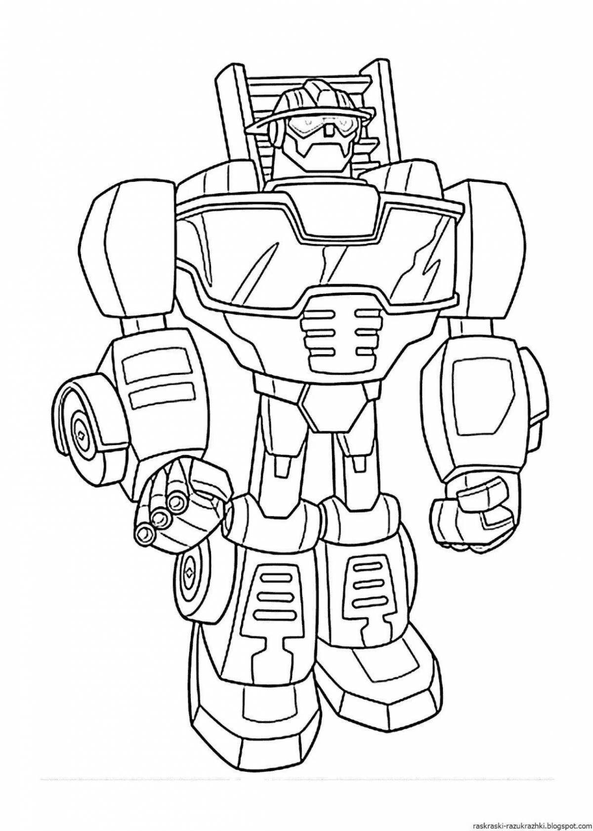 Gorgeous fire robot coloring page