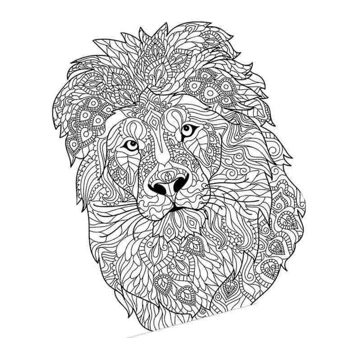 Radiant coloring page lion complex