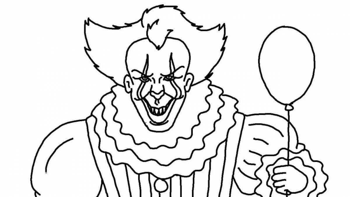 Chilling Pennywise the Clown Coloring Page