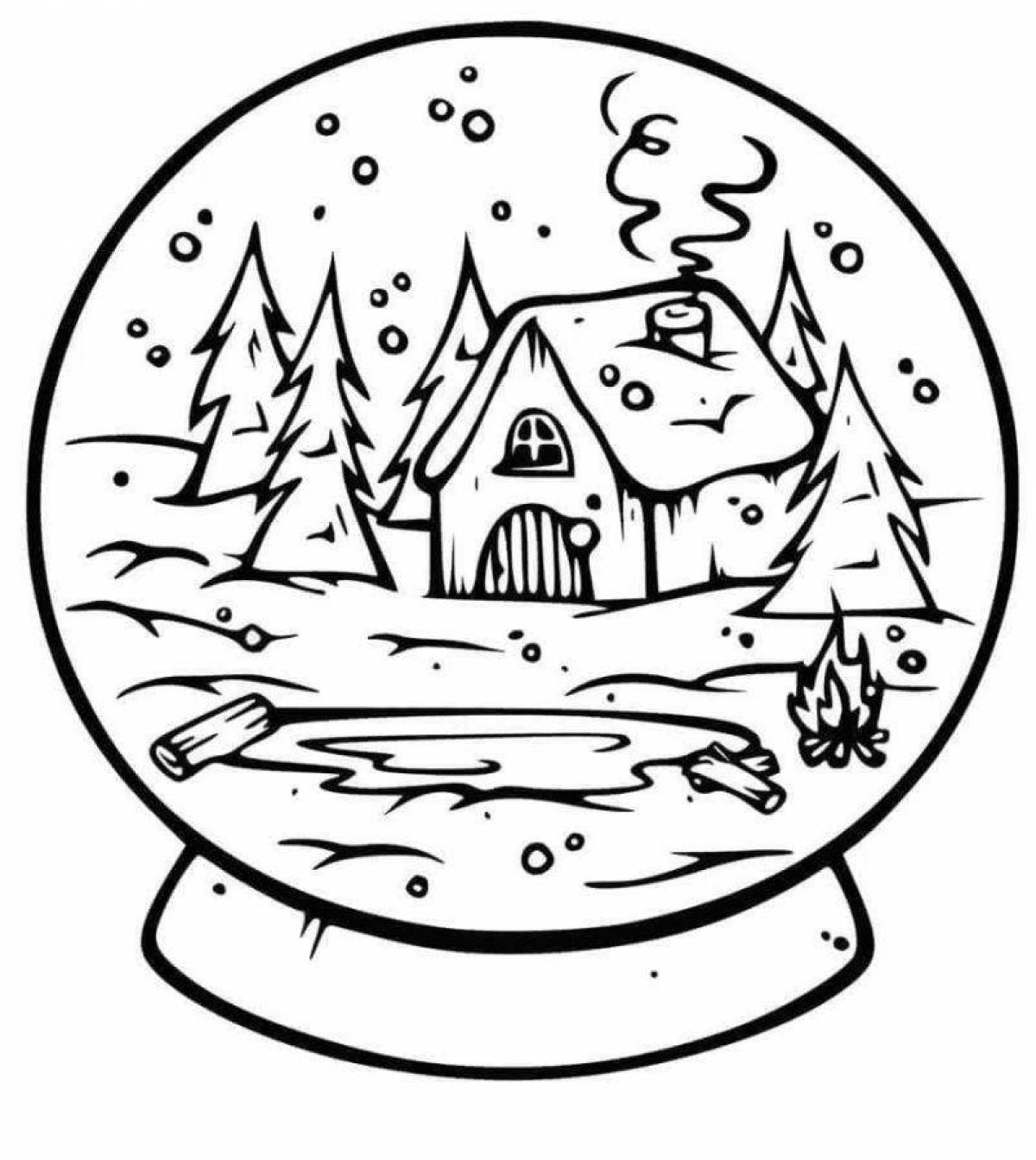 Coloring book funny winter ball