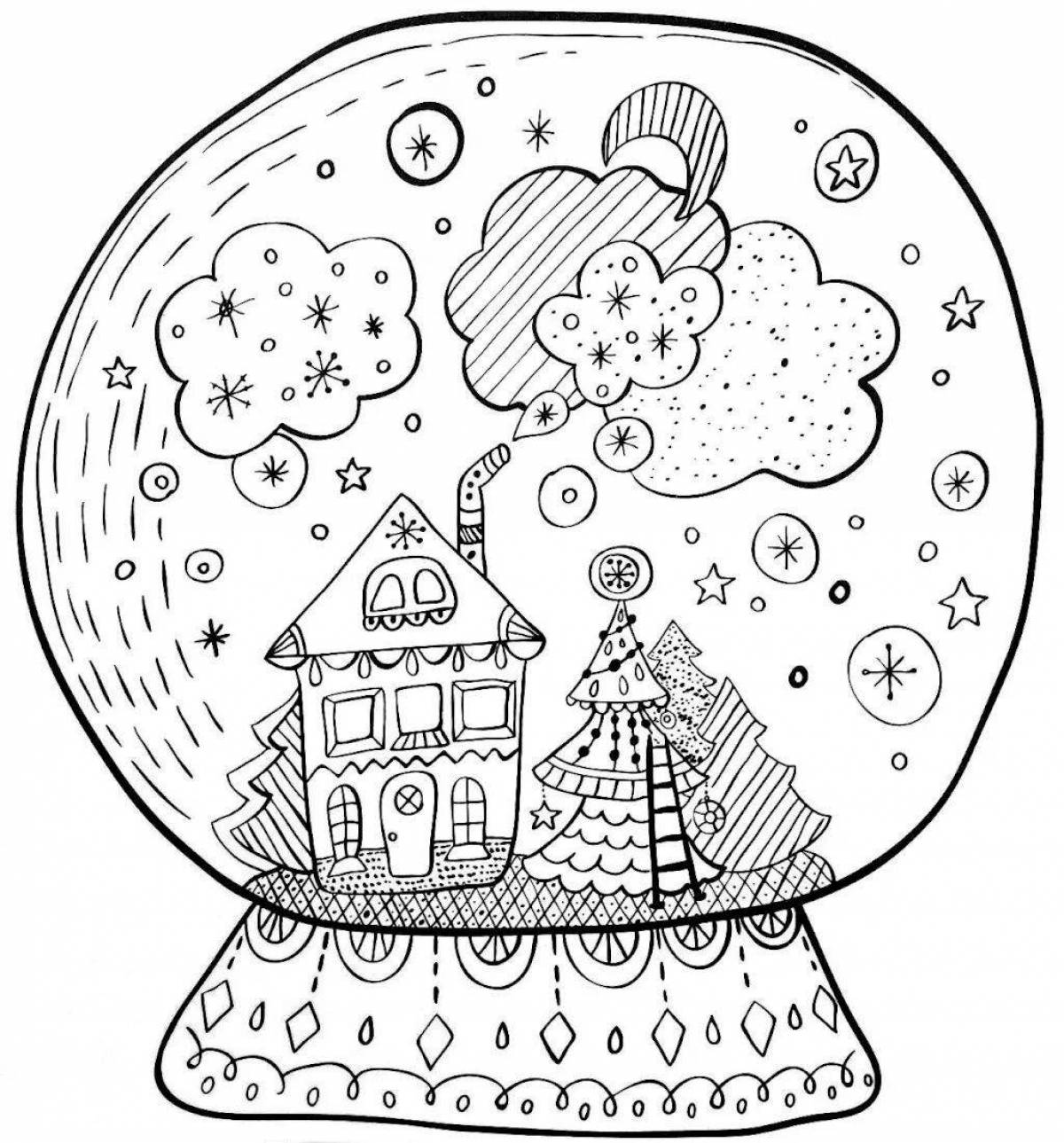 Coloring page exotic winter ball