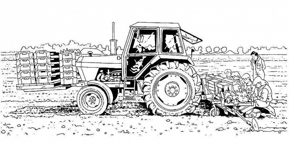 Amazing machinery agricultural coloring book