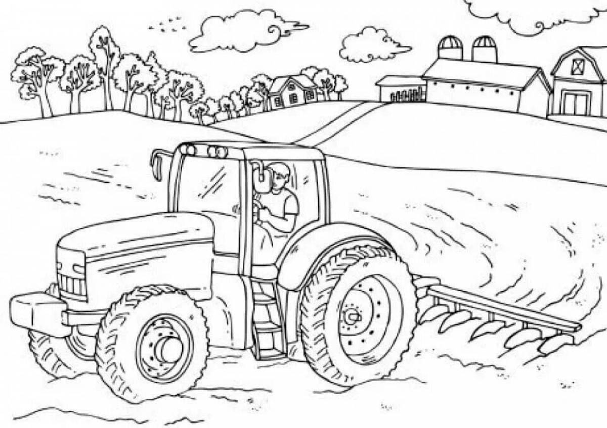 Funny machinery agricultural coloring book