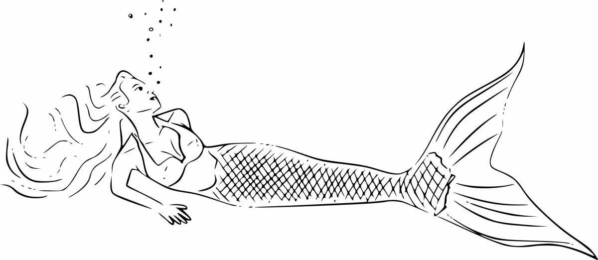 Glitter mermaid tail coloring page