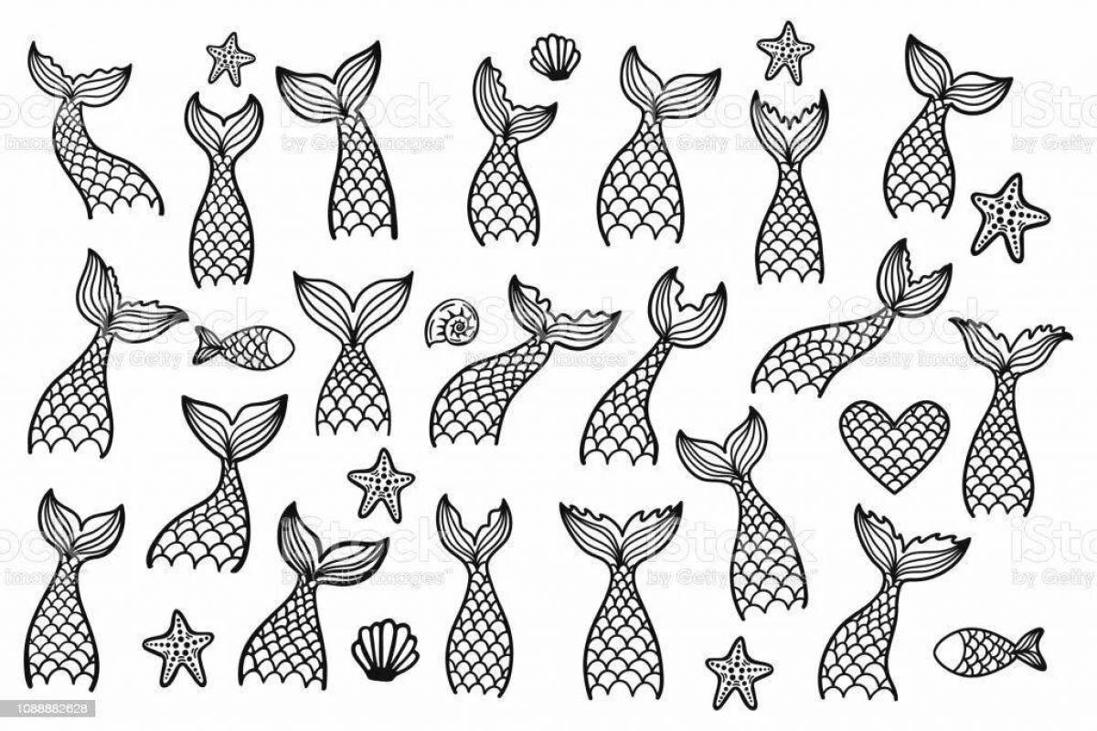 Adorable mermaid tail coloring page