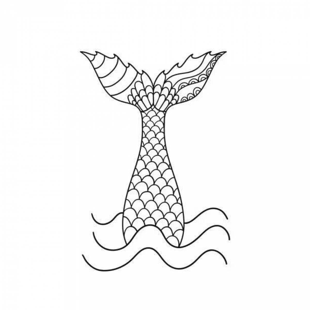 Coloring page gorgeous mermaid tail