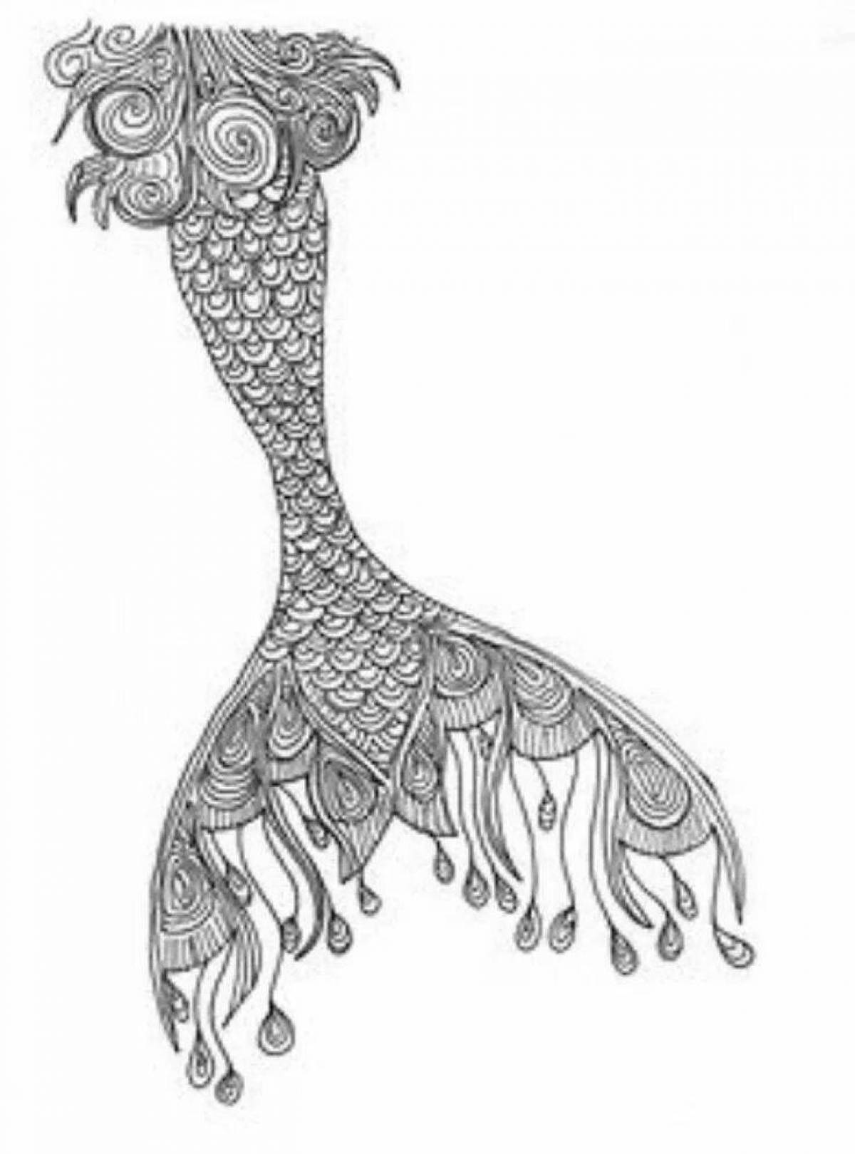 Cute mermaid tail coloring page